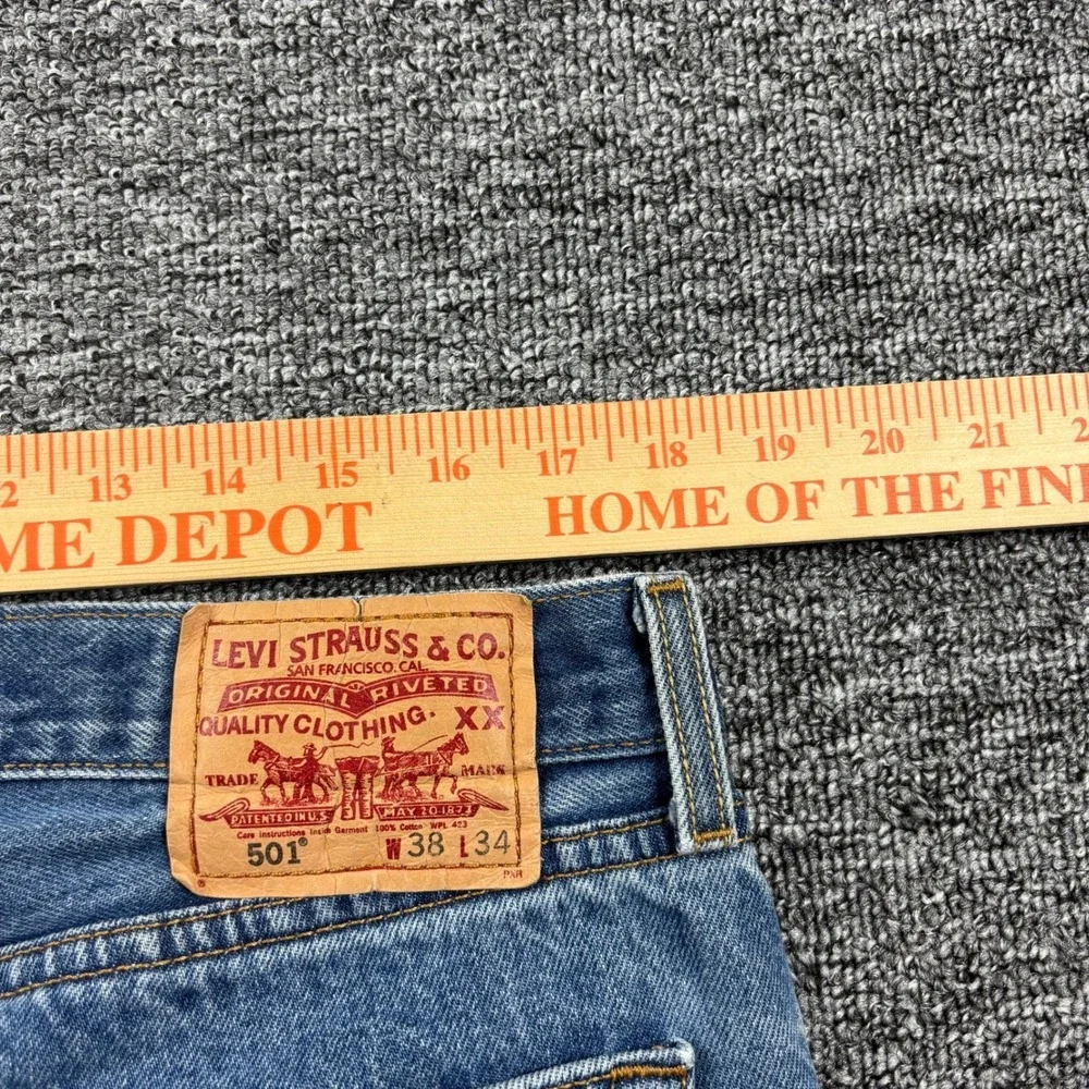 Vintage 2000s Levis XX 501 Straight Leg Medium Wash Blue Denim Jeans Size 38x34